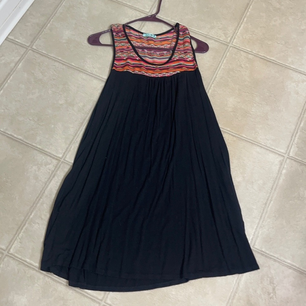 Black serape summer dress, a line, knee length, size S